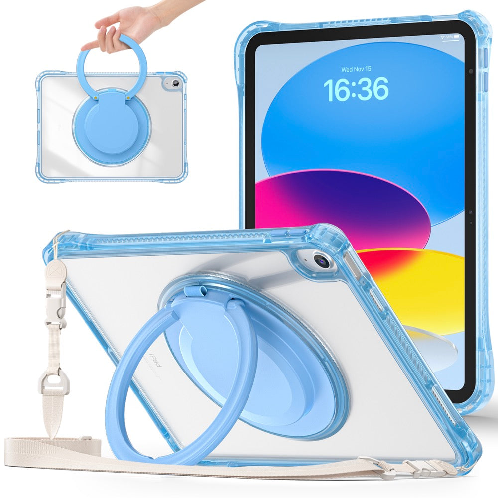 Estuche transparent b series modelo ipad 10 th color celeste con strap  Shop name
