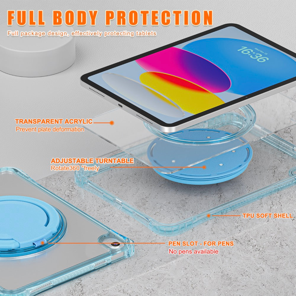 Estuche transparent b series modelo ipad 10 th color celeste con strap  Shop name