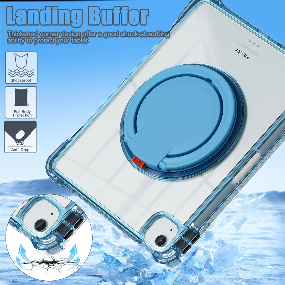 Estuche transparent b series modelo ipad air 11 2024 color celeste con strap