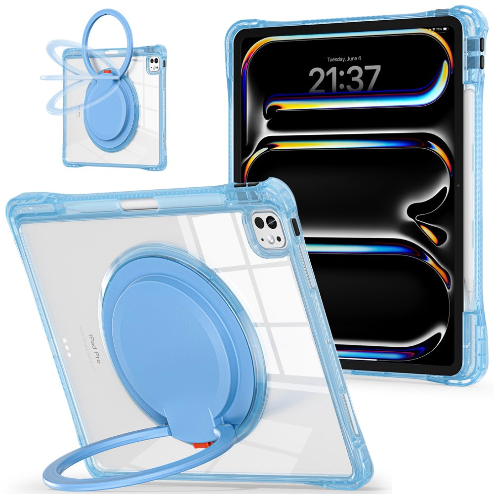 Estuche transparent b series modelo ipad pro 13 2024 color celeste con strap