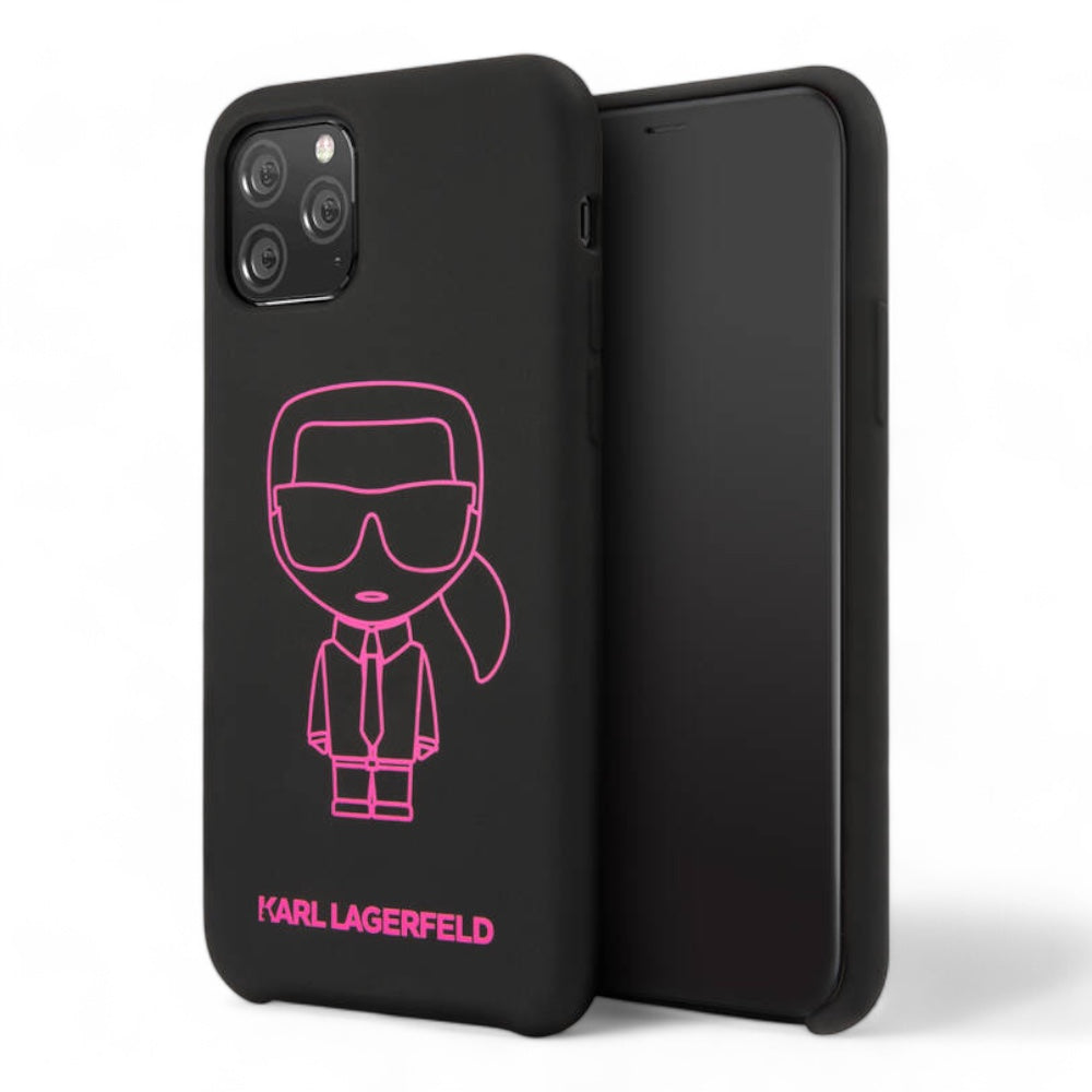 Estuche karl lagerfeld silicone ikonik pink outline black iphone 11 color negro