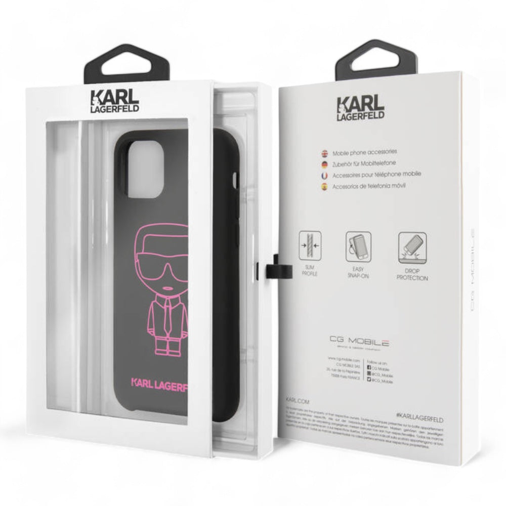 Estuche karl lagerfeld silicone ikonik pink outline black iphone 11 color negro