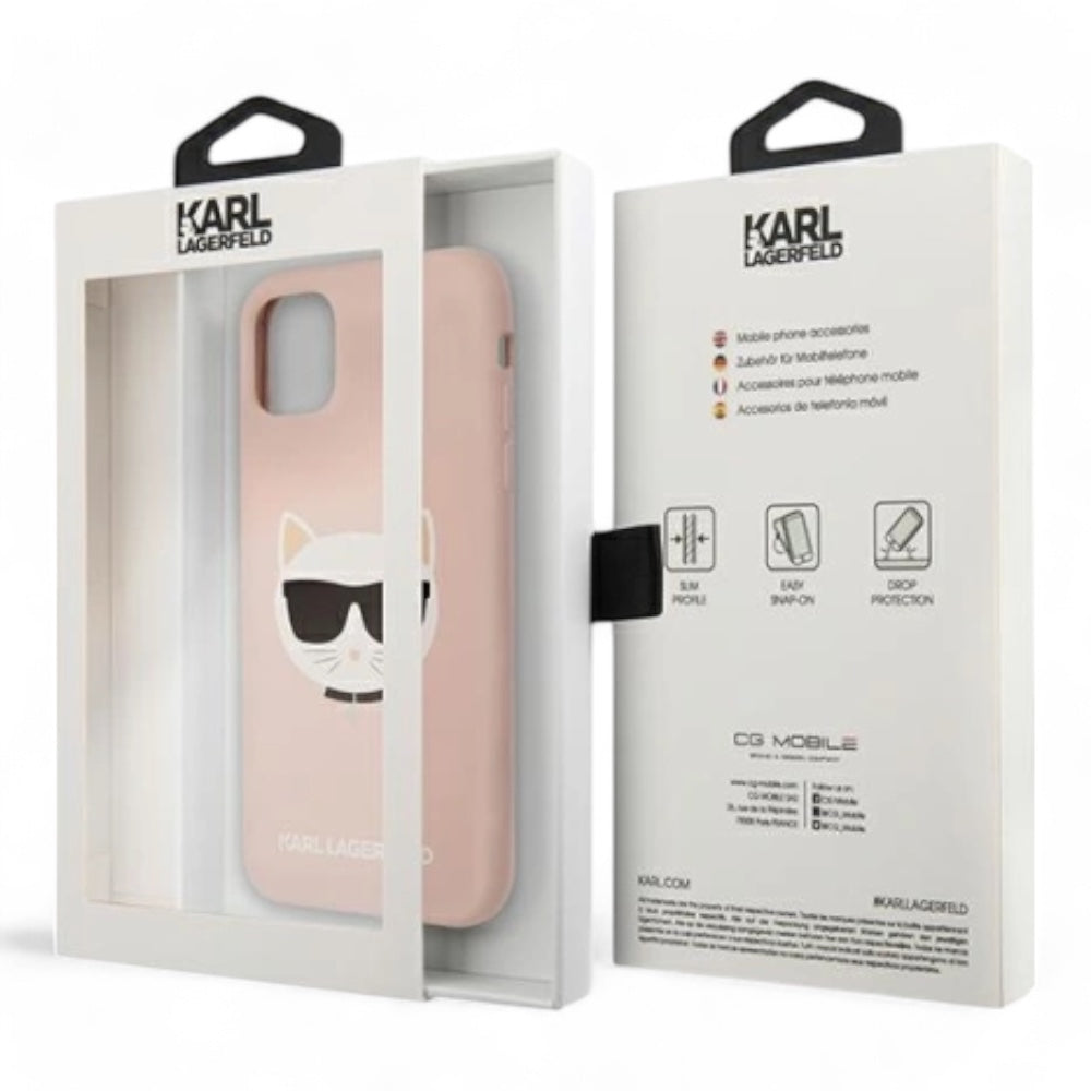 Estuche karl lagerfeld hc silicone choupette head pink iphone 11 color rosado
