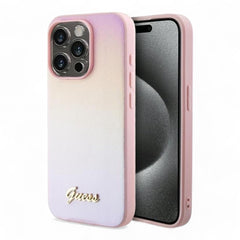 Estuche guess pu saffiano iridescent script iphone 15 pro max color rosado  Shop name