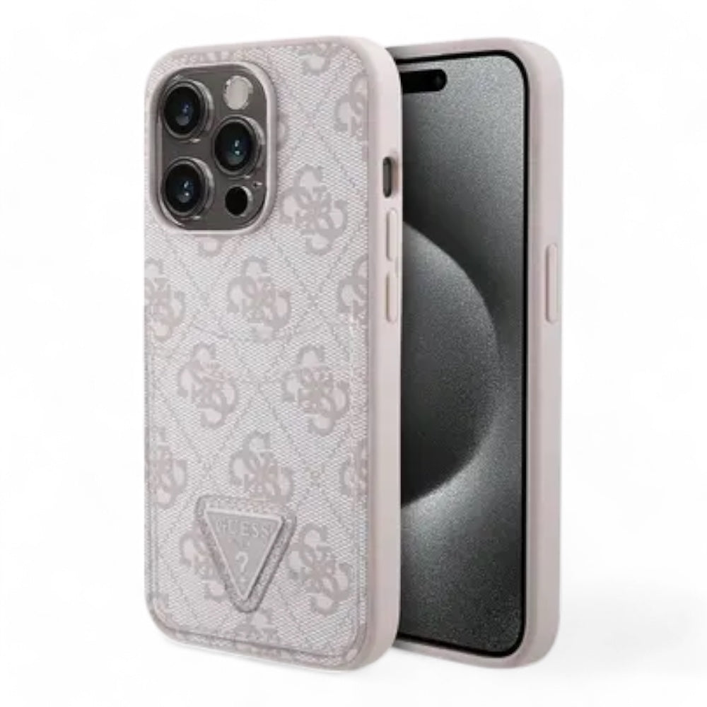 Estuche guess hc 4g double card triange pink iphone 15 pro max color rosado