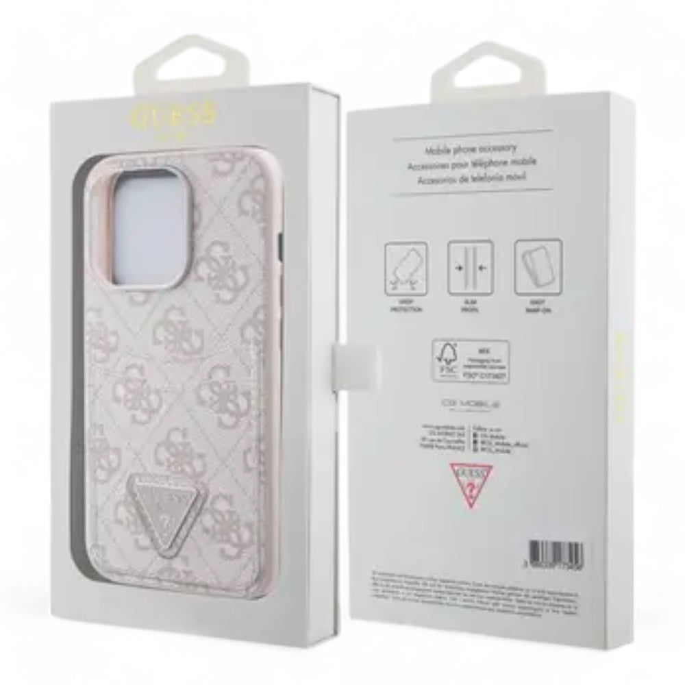 Estuche guess hc 4g double card triange pink iphone 15 pro max color rosado