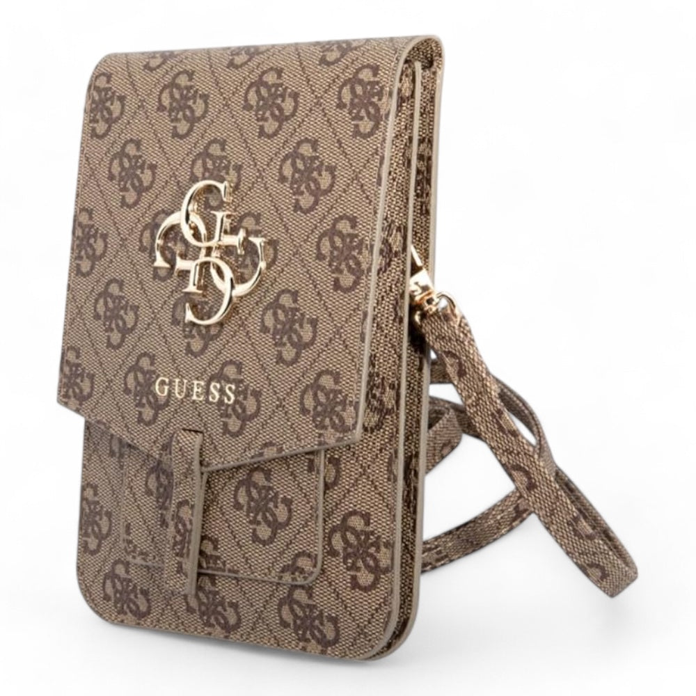 Estuche guess wallet bag 4g big logo brown universal color cafe