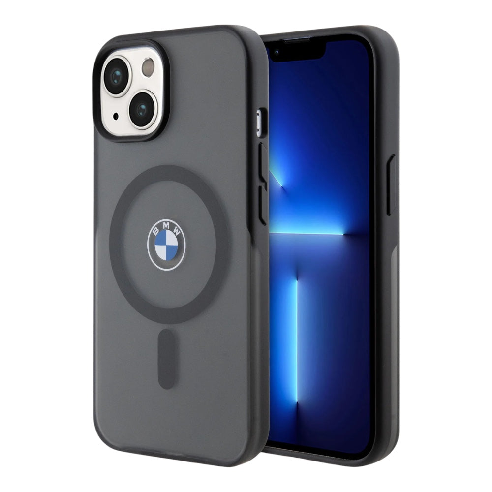 Estuche bmw skin iphone 15 pc/tpu black hard case magsafe signature iml frosted color negro