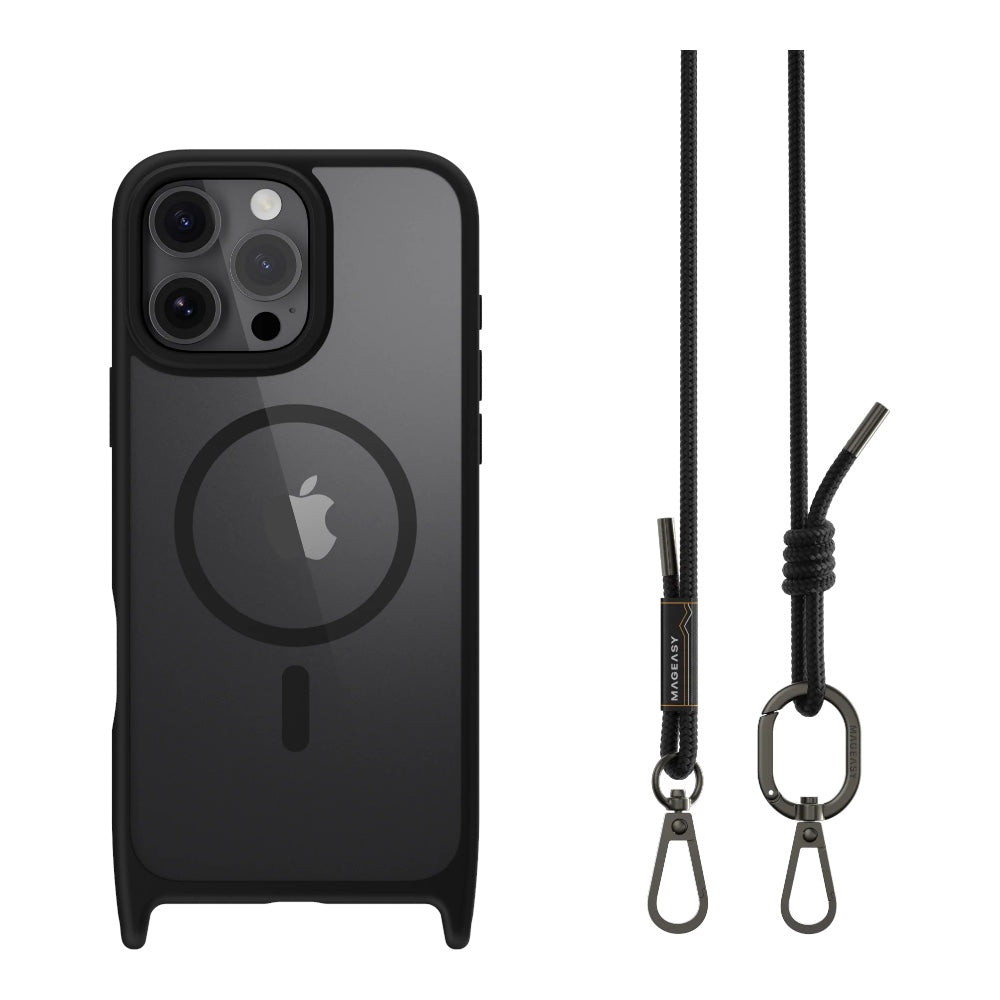 Estuche mageasy skin iphone 16 pro max roam m shockproof protective case with lanyard for 2024 iphone 3 lenses large white flower color negro  Shop name