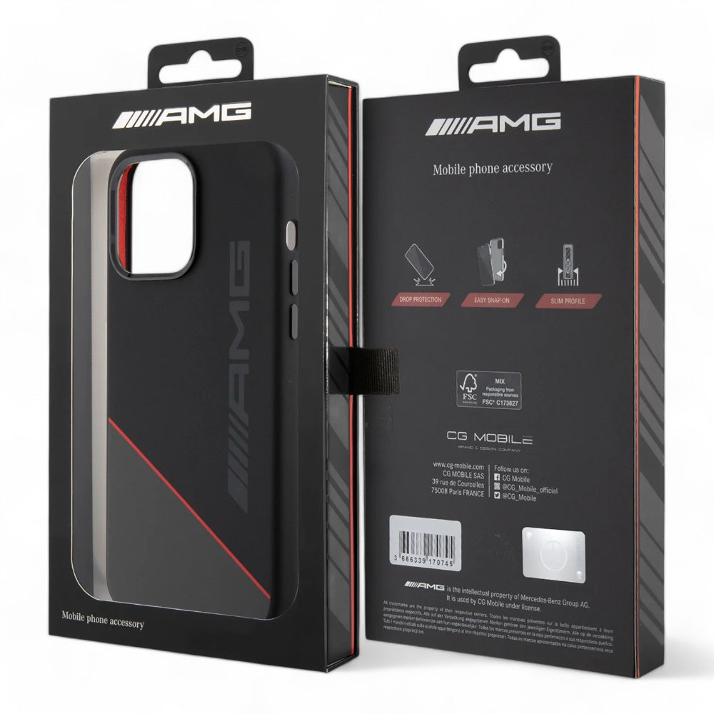 Estuche amg hc magsafe silicone two tones red line black iphone 15 pro max color rojo