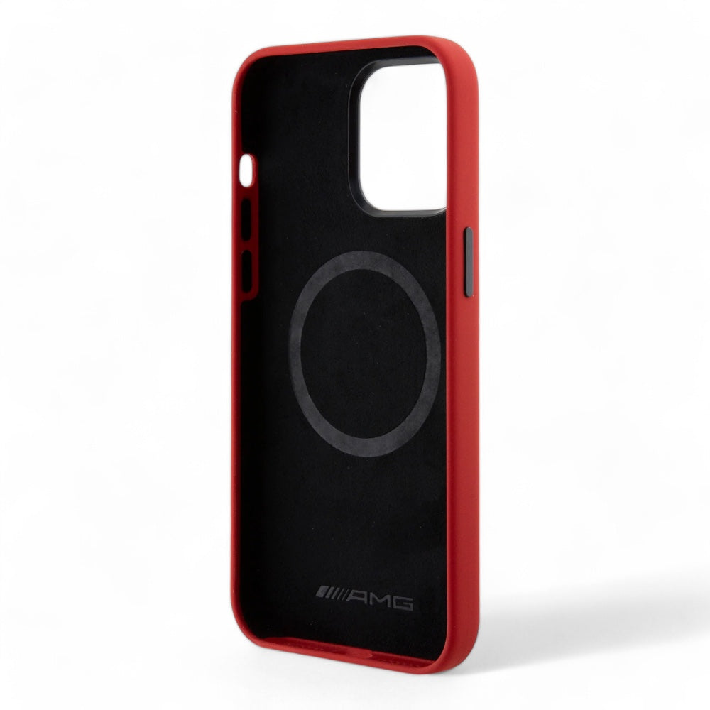 Estuche amg silicone magsafe case vertical logo pattern iphone 15 pro max color rojo  Shop name