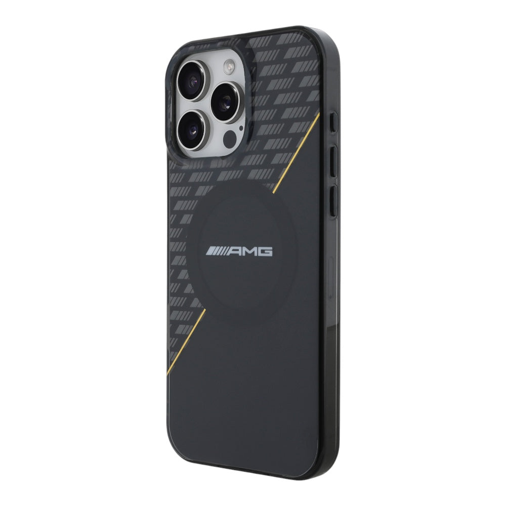 Estuche amg skin iphone 16 pro max amg hc magsafe double layer transparent rhombs black/yellow color negro  Shop name