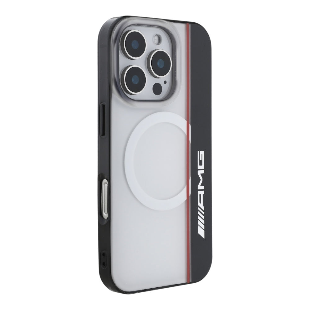 Estuche amg skin iphone 16 pro max amg magsafe case double layer bow lines white color blanco  Shop name