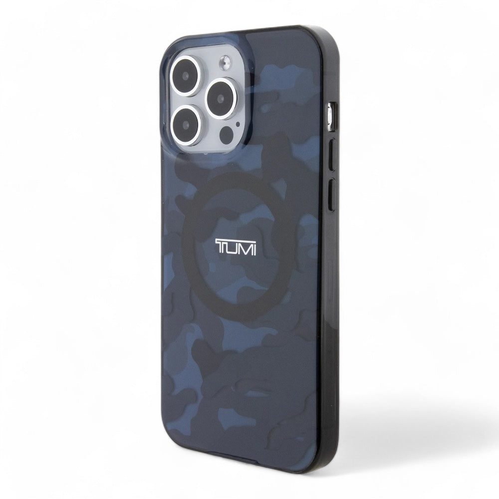 Estuche tumi hc double layer pc/tpu magsafe camo print iphone 15 pro max color azul