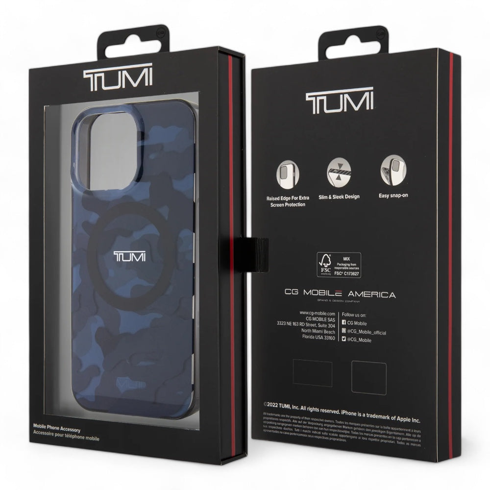 Estuche tumi hc double layer pc/tpu magsafe camo print iphone 15 pro max color azul