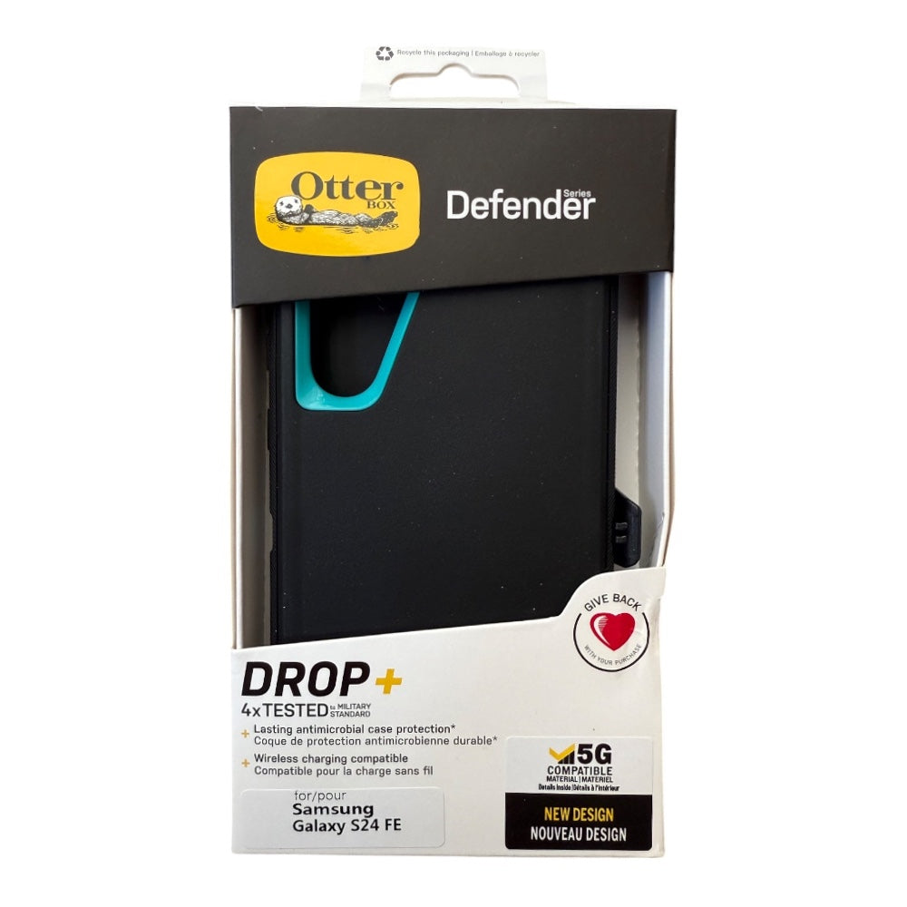 Estuche otterbox defender con clip  color  negro / menta modelo  samsung s24 fe
