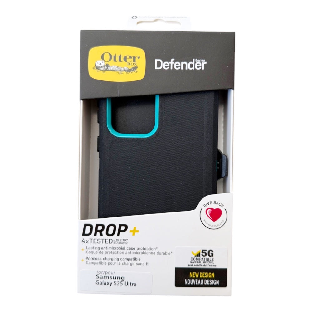 Estuche otterbox defender con clip  color  negro / menta modelo  samsung s25 ultra