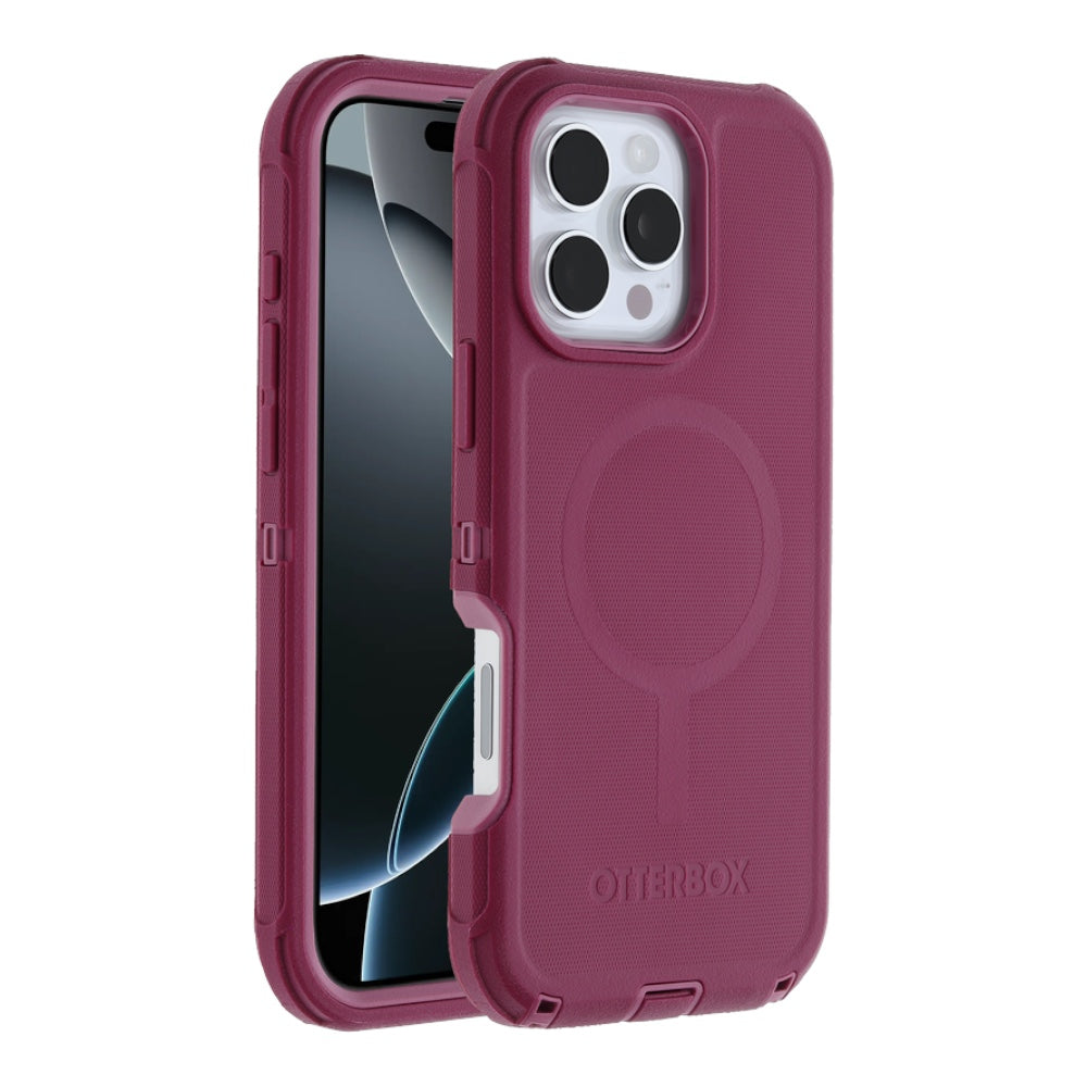 Estuche otterbox defender con magsafe y clip color corinto modelo iphone 15 pro max