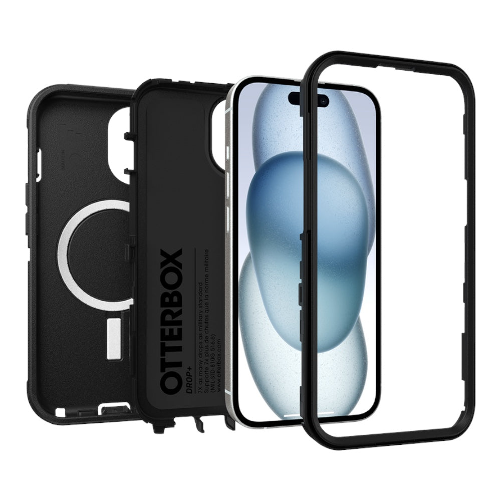 Estuche otterbox defender con magsafe y clip color negro modelo iphone 14