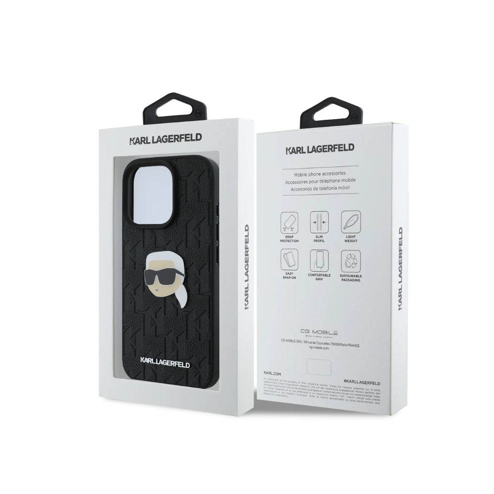 Karl Lagerfeld hc pu monogram k. head pin black iphone 16 pro