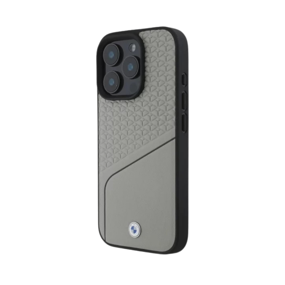 BMW hc sign magsafe leather textured and line grey iphone 16 pro max
