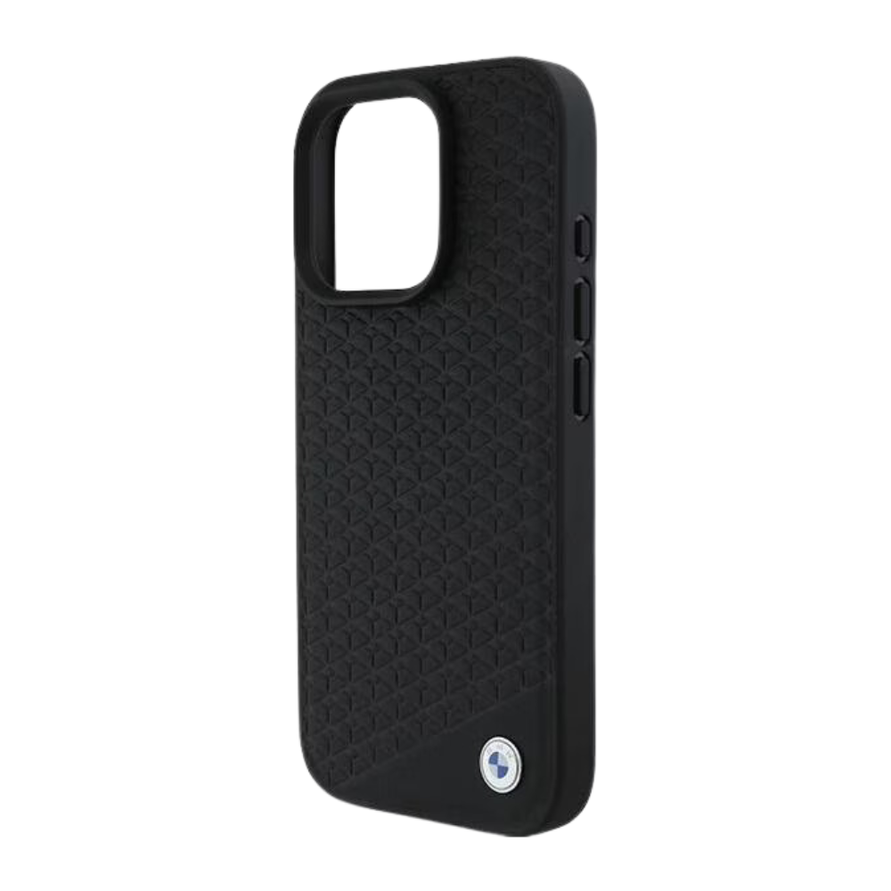 BMW hc sign magsafe leather diamond metal logo black  iphone 16 pro max