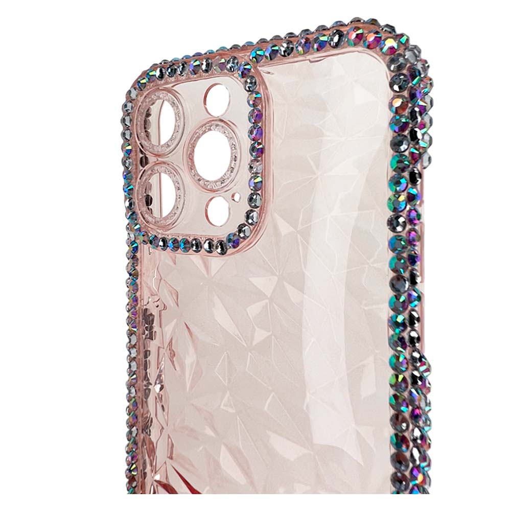 Estuche El Rey Marco IPhone 12 Pro Max Diamantes Transparente Rosado  Shop name