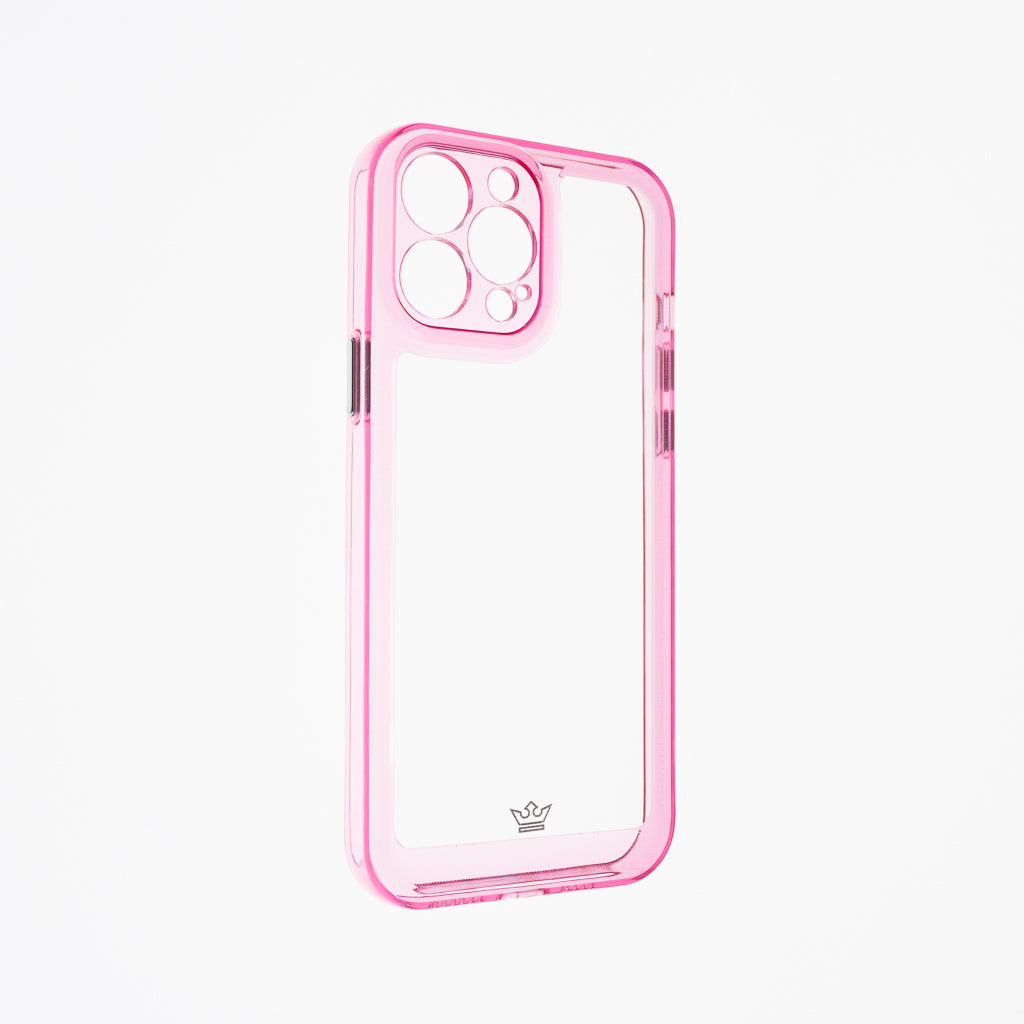 Estuche transparente el rey marco de apple iphone 13 pro max color rosado / transparente  Shop name