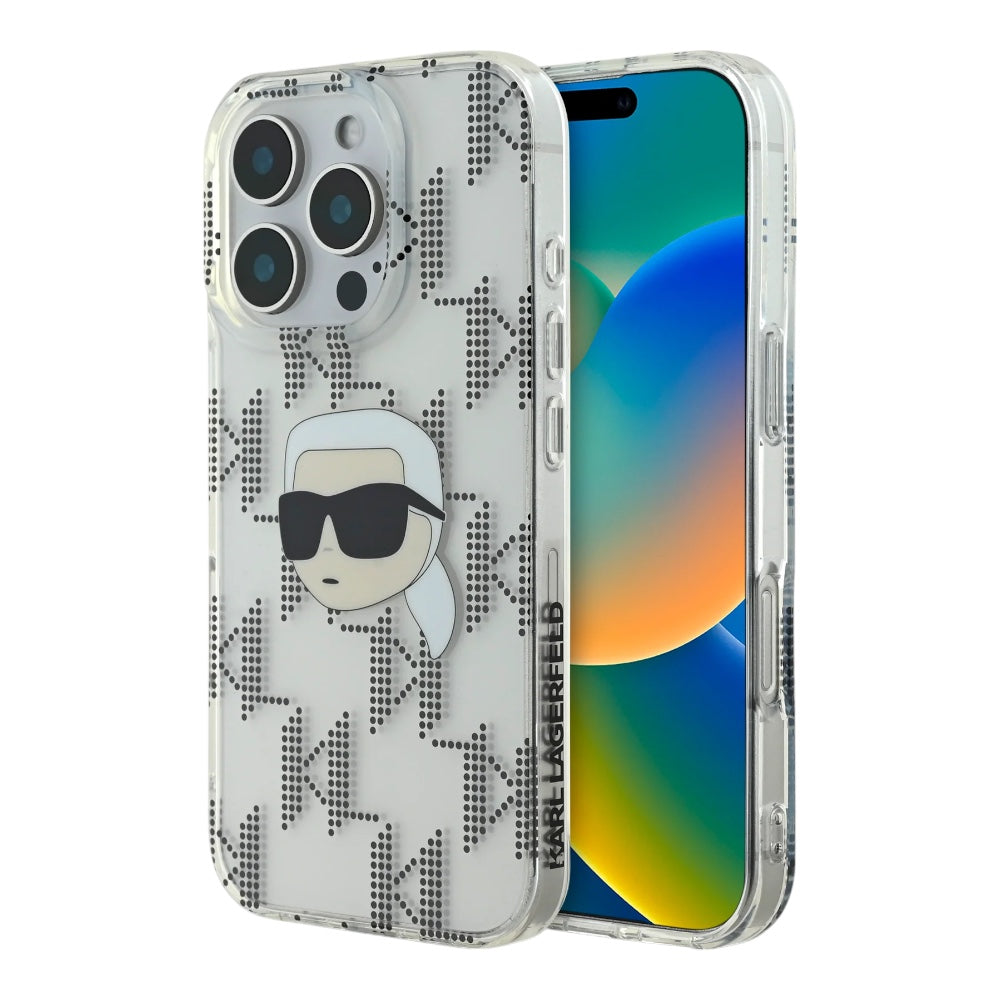 Estuche karl lagerfeld skin iphone 16 pro max karl hc iml k. head monogram electroplated color transparente  Shop name