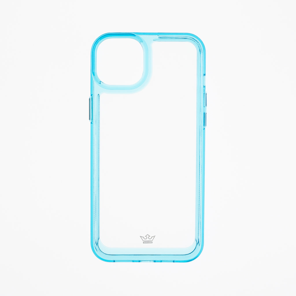 Estuche transparente el rey marco de apple iphone 14 plus color turquesa / transparente