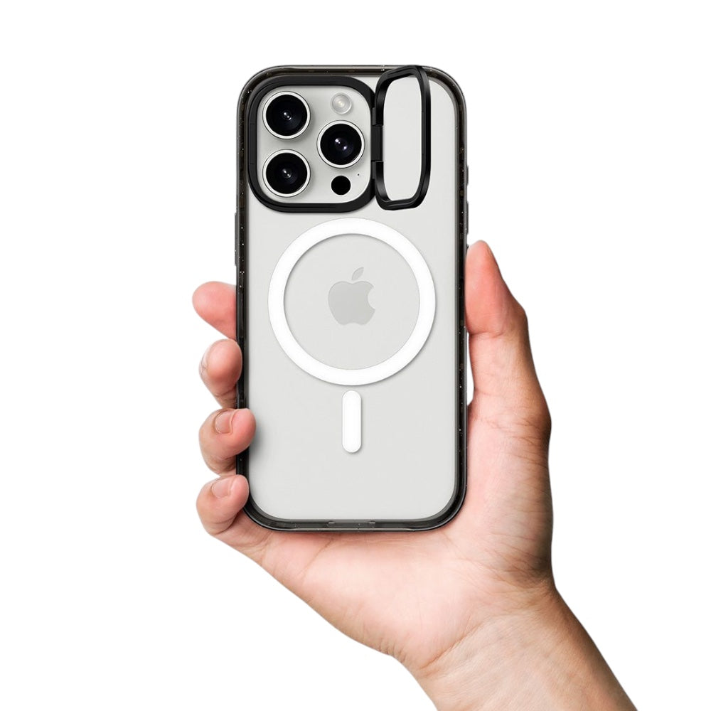 Casetify ring stand con magsafe marco negro iphone 16 pro color transparente