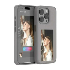 Estuche personalizable gris para iPhone 14 Pro Max con diseño de tinta DIY.
