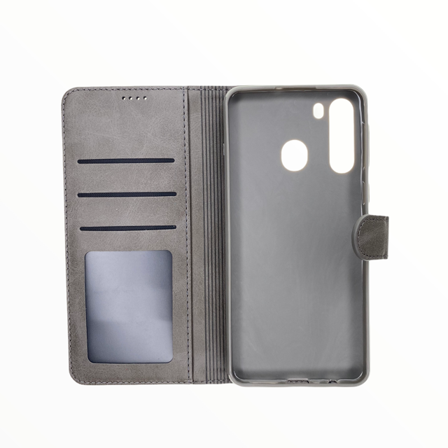 Estuche carteras lc imeeke folio libreta con porta tarjeta samsung a21 color gris