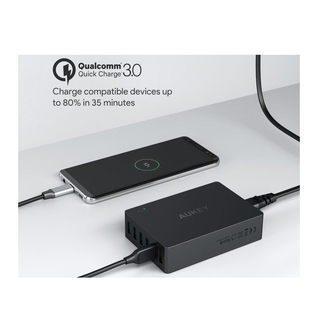 Cargador aukey estacion 6 puertode 60w con chip intelite qc 3.0 usb charging station  Shop name