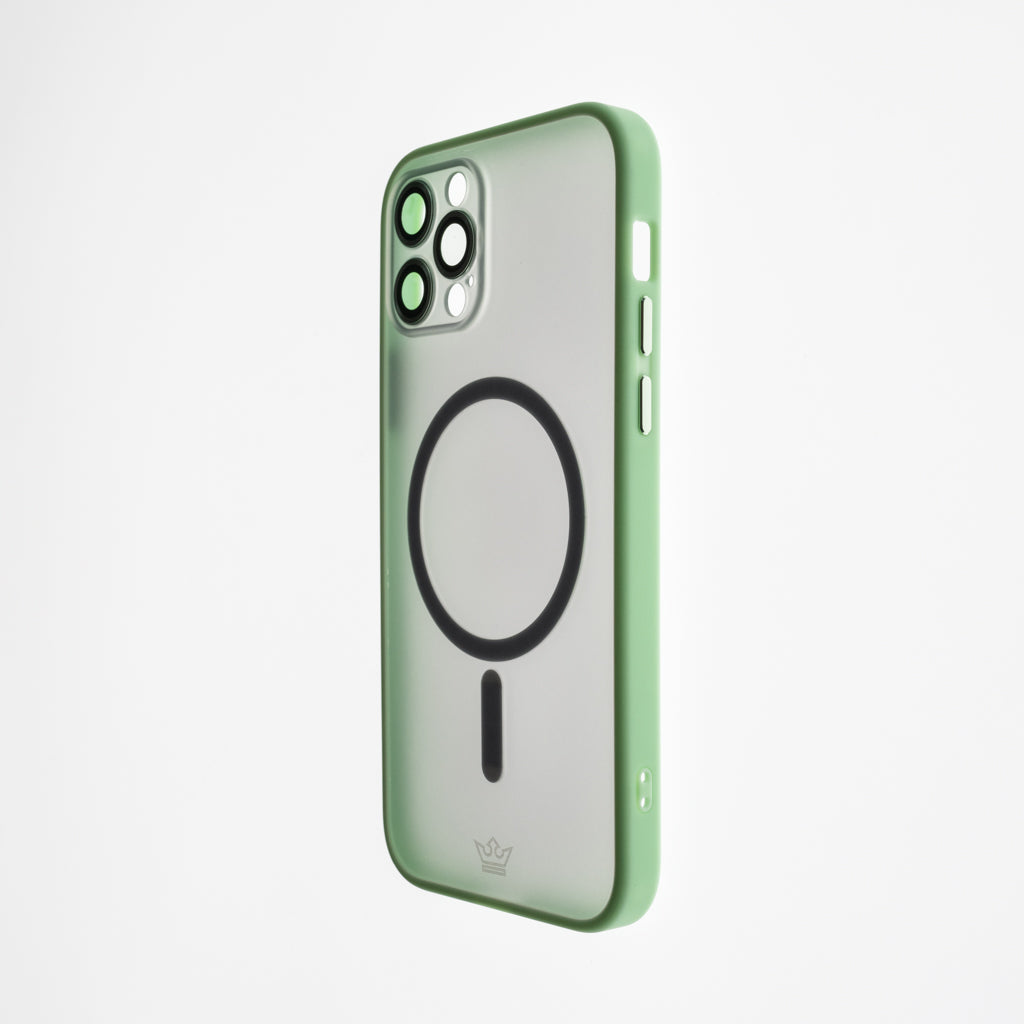 Estuche vidrio templado el rey magsafe con marco de vidrio templado de camara trasera apple iphone 13 pro color verde
