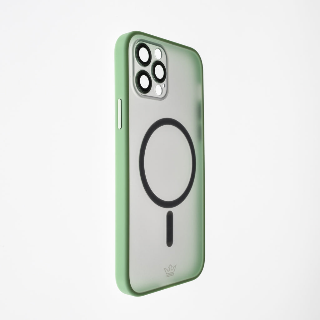 Estuche vidrio templado el rey magsafe con marco de vidrio templado de camara trasera apple iphone 13 pro color verde