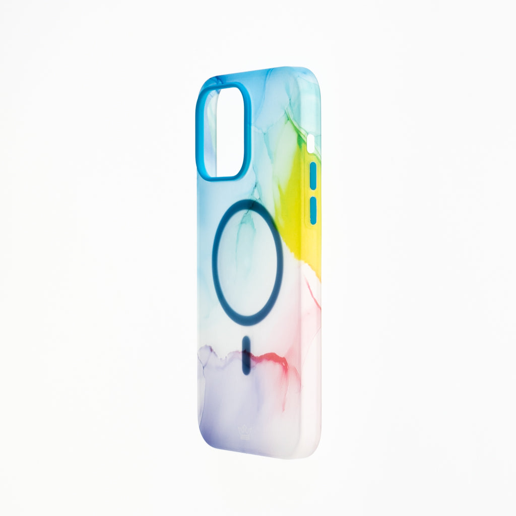 Estuche clasico el rey figura apple iphone 14 pro color arcoiris