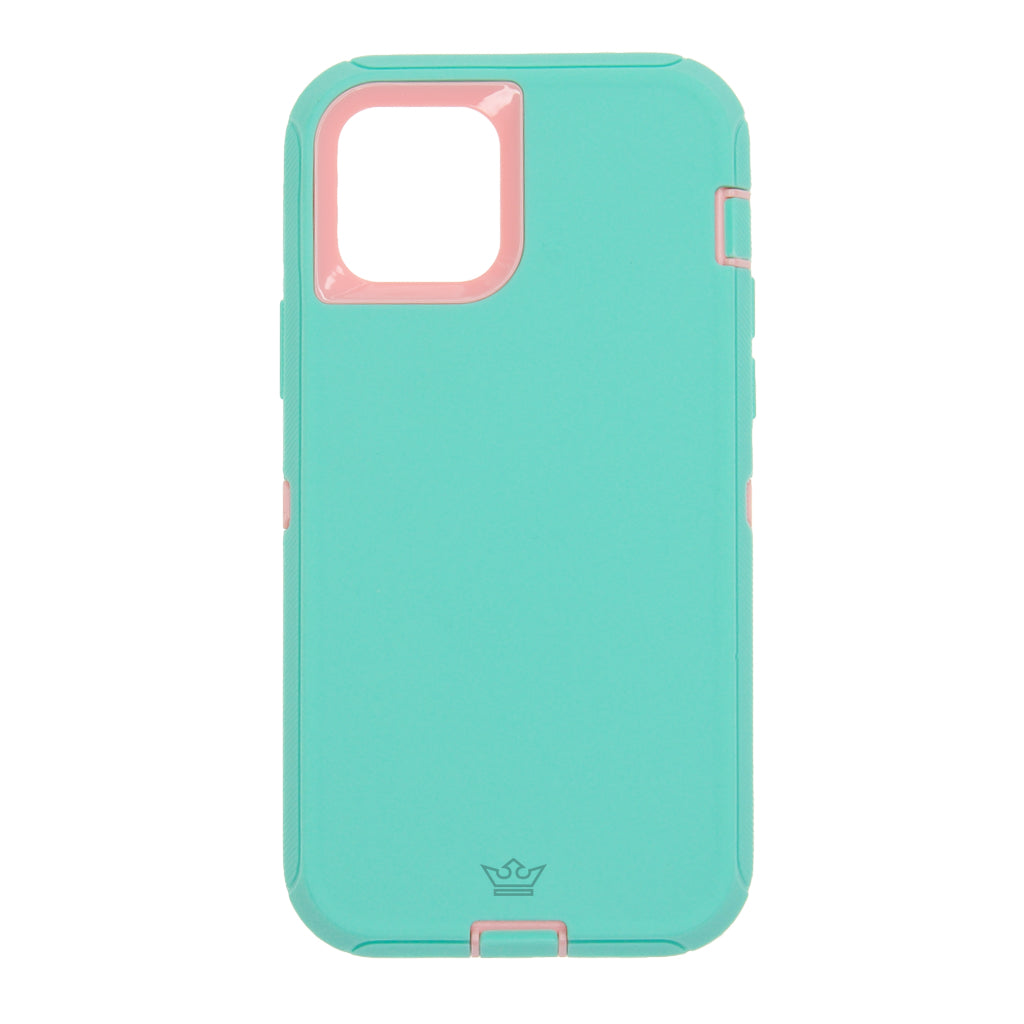 Estuche proteccion el rey defender con clip apple iphone 12 pro max color turquesa / rosado