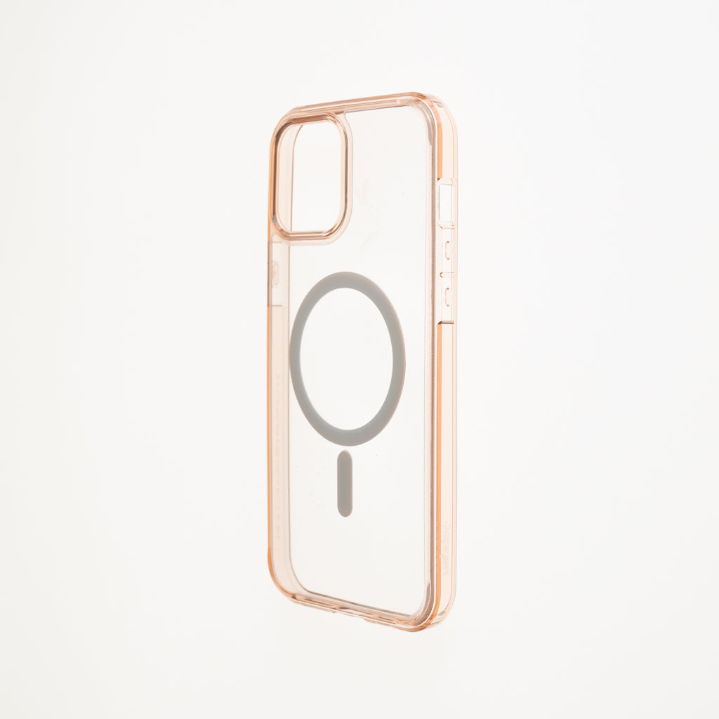 Estuche clasico spigen magsafe marco apple iphone 13 pro color rosado / transparente