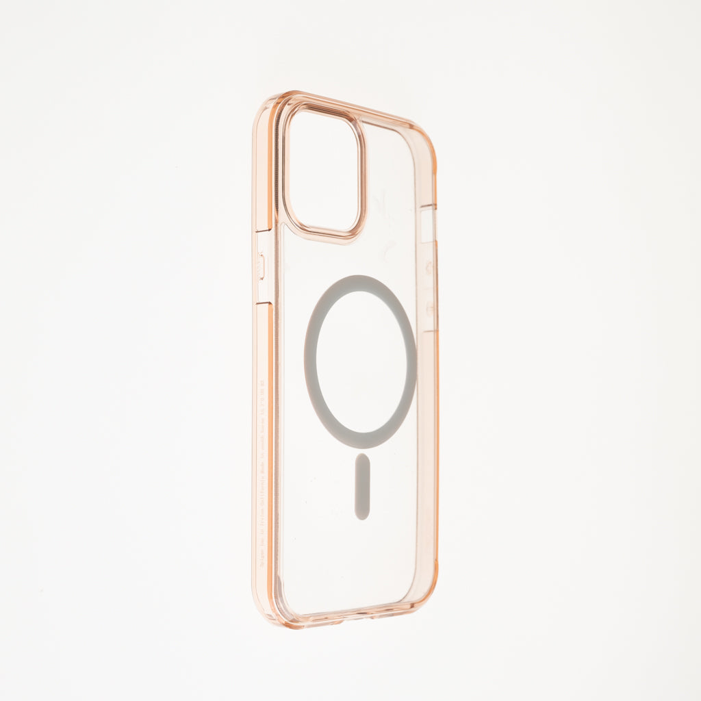 Estuche clasico spigen magsafe marco apple iphone 13 pro color rosado / transparente