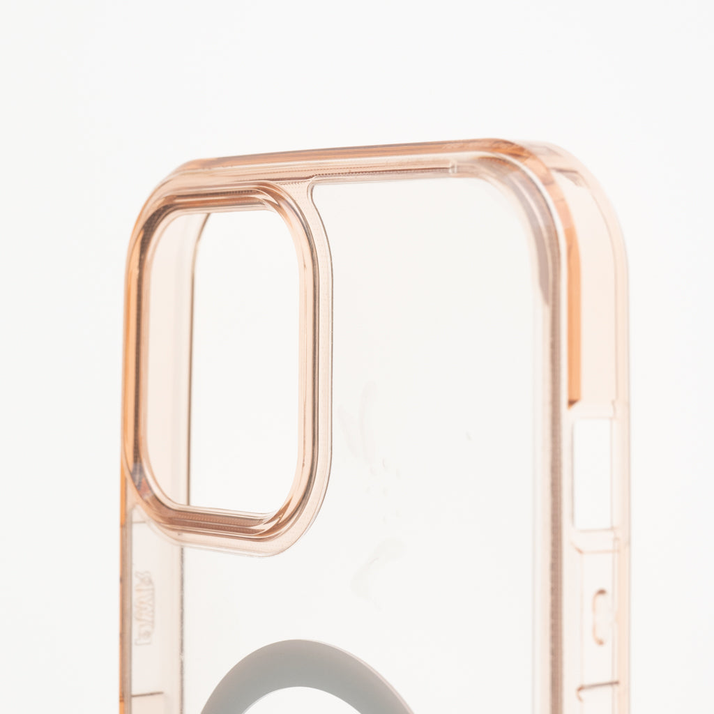 Estuche clasico spigen magsafe marco apple iphone 13 pro color rosado / transparente