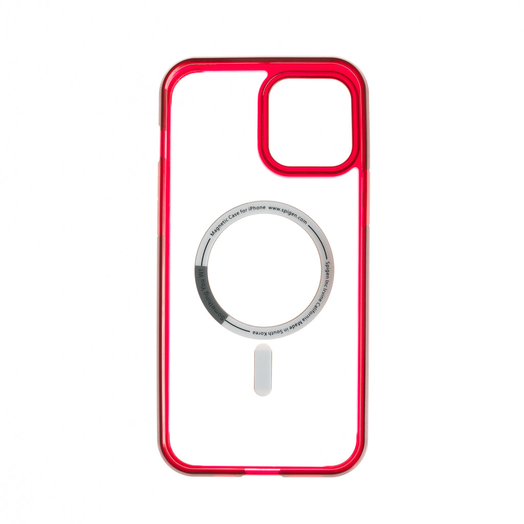 Estuche clasico spigen transparente marco apple iphone 13 pro max color rojo / transparente