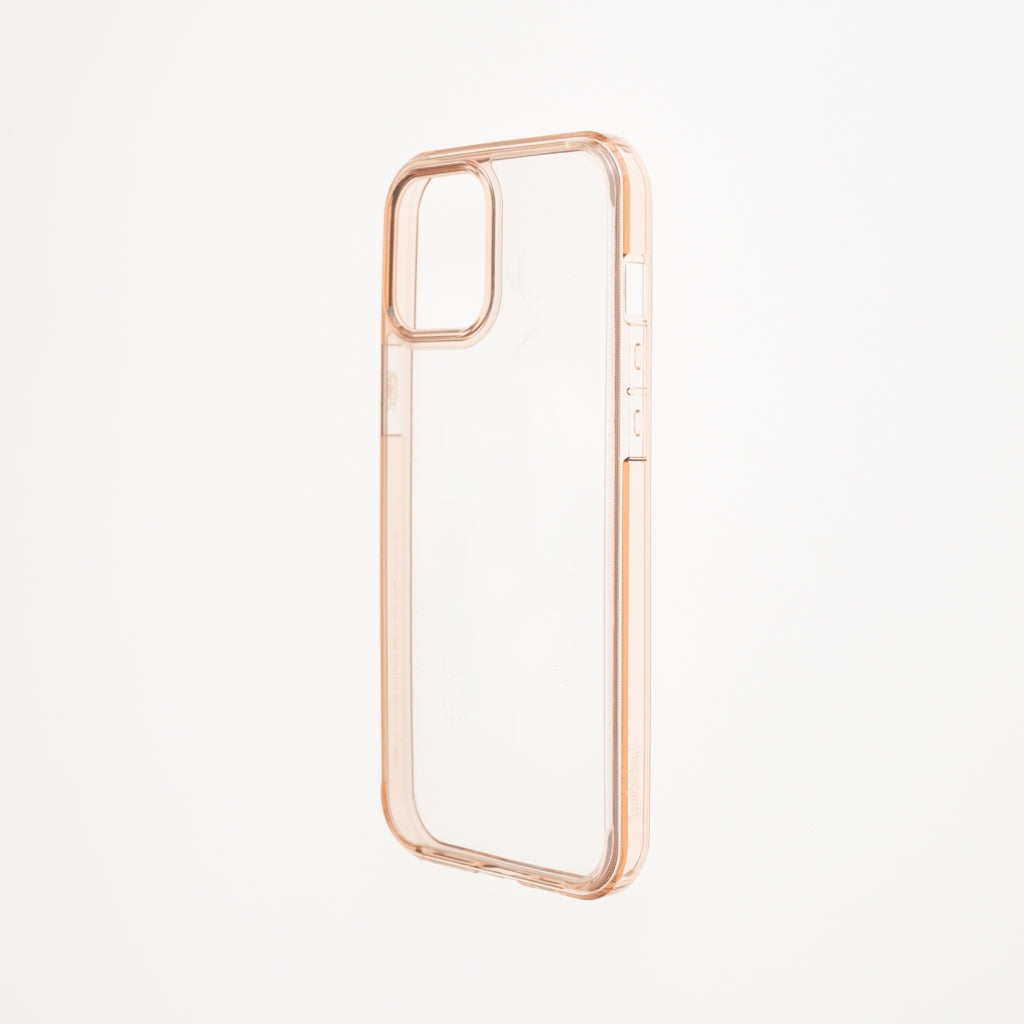 Estuche clasico spigen transparente marco apple iphone 13 pro max color rosado / transparente