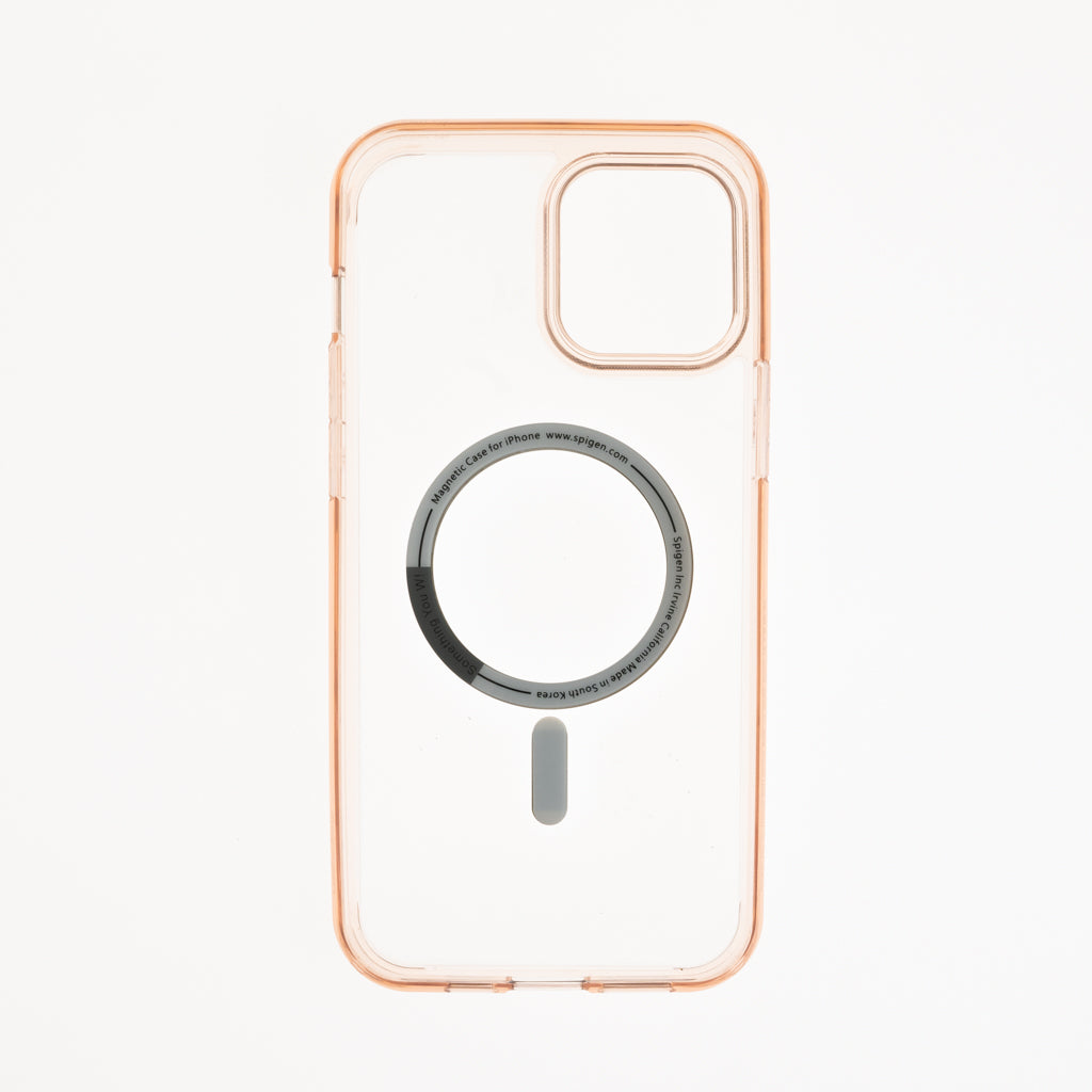 Estuche clasico spigen transparente marco apple iphone 13 pro color rosado / transparente