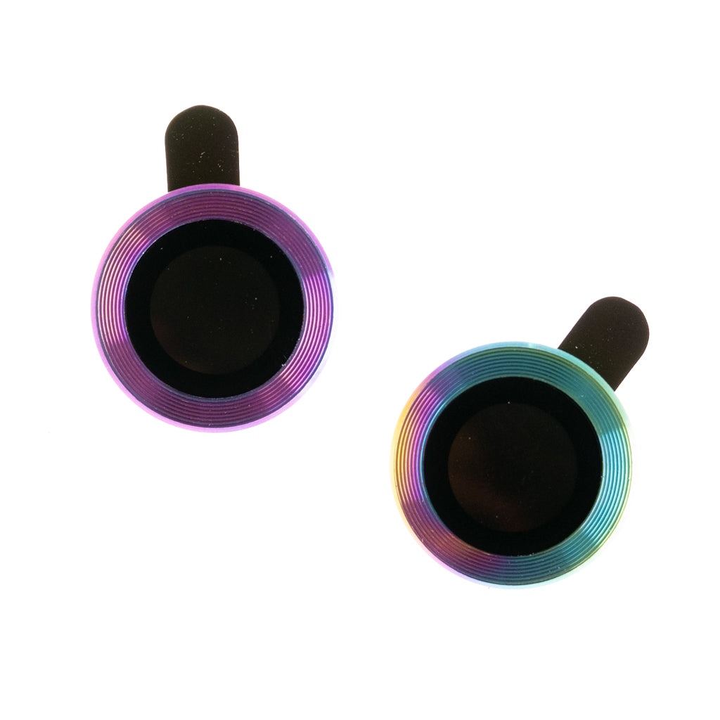 Accesorio el rey vidrio templado camara con borde metal iphone 12 color tornasol