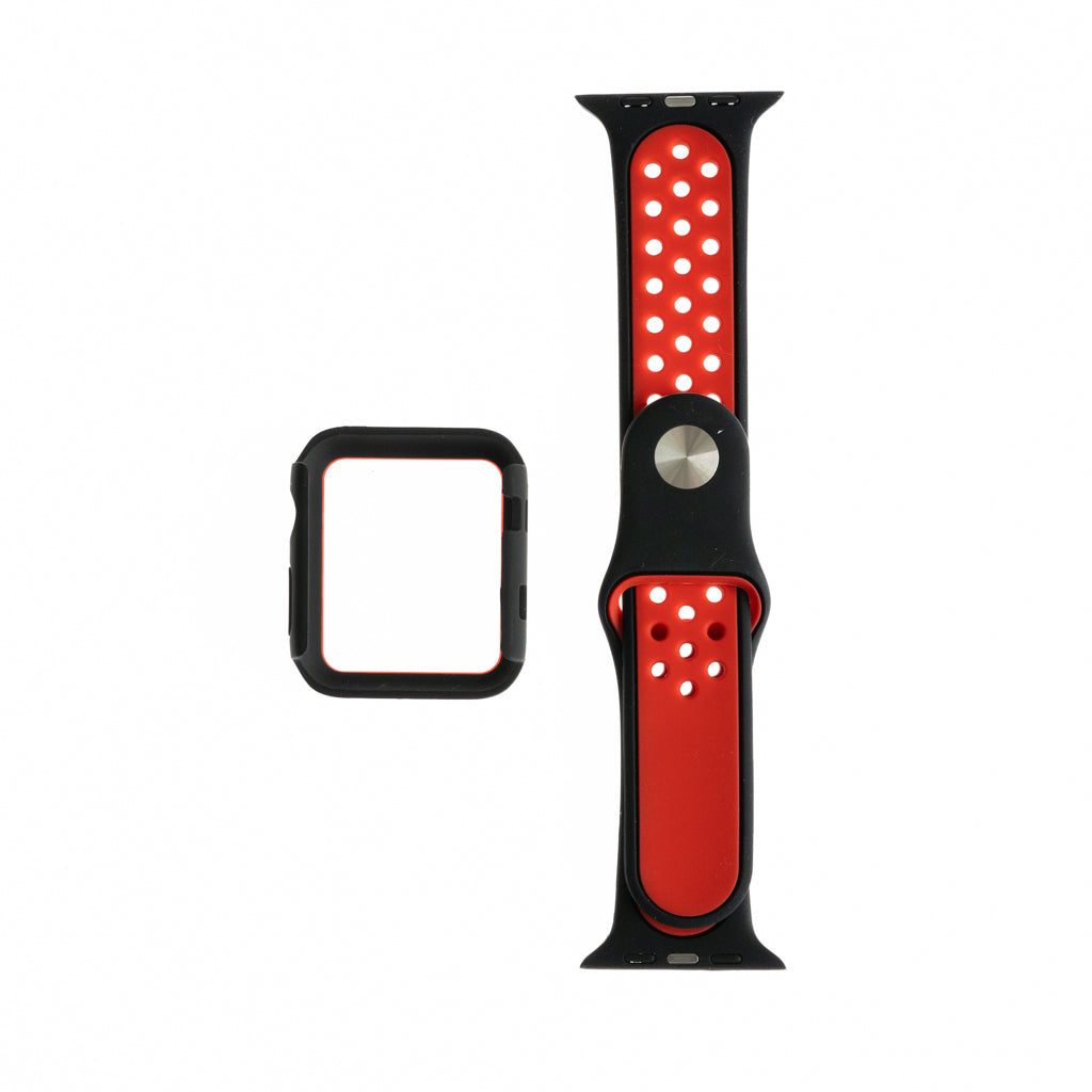 Accesorio generico pulsera nike con bumper apple watch 38 mm color negro / rojo