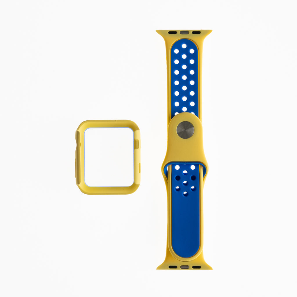 Accesorio generico pulsera nike con bumper apple watch 38 mm color amarillo / azul
