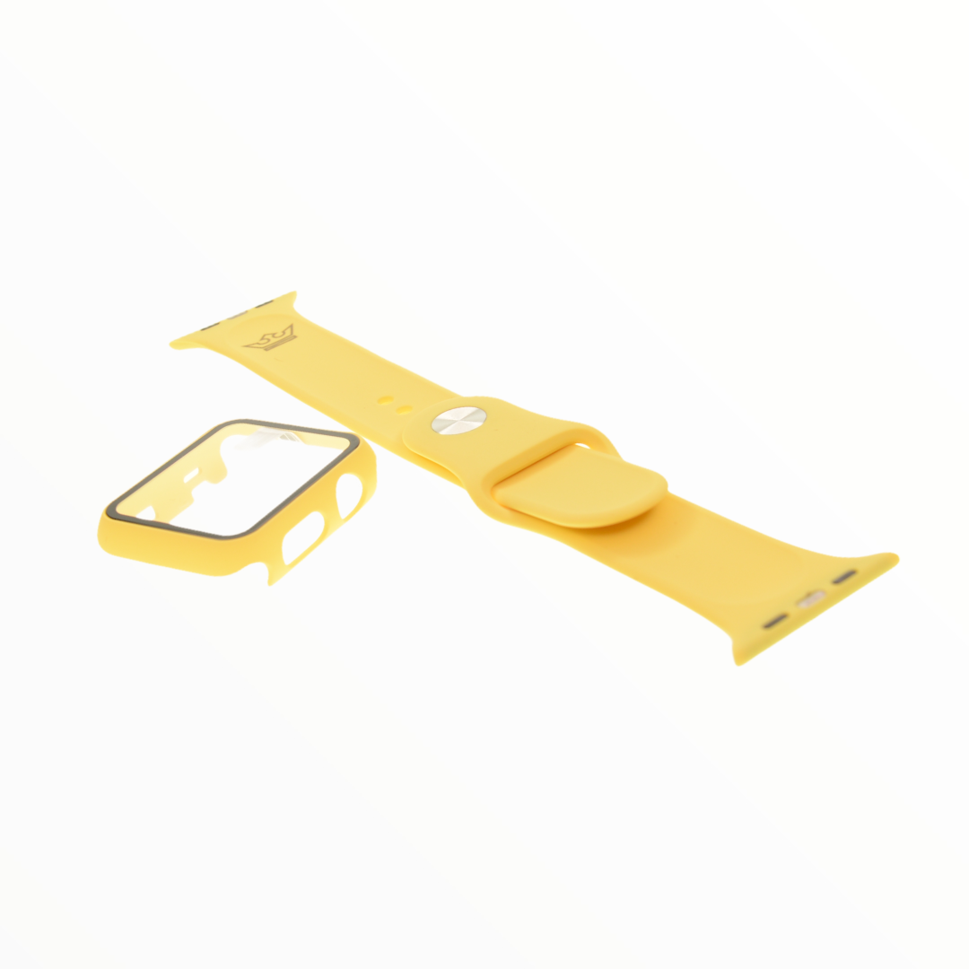 Accesorio el rey pulsera con bumper y protector de pantalla apple watch 38 mm color amarillo