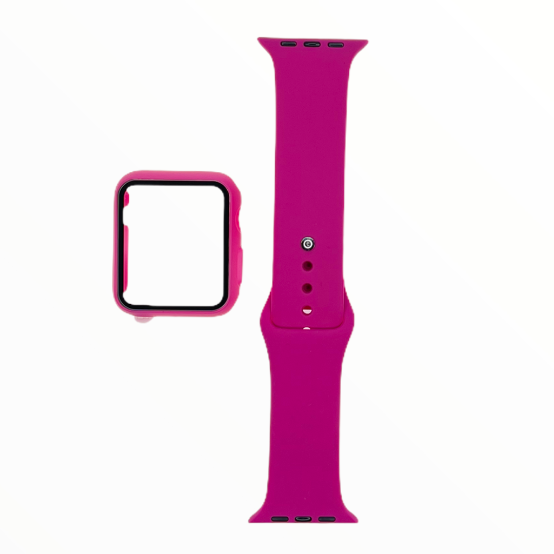 Accesorio el rey pulsera con bumper y protector de pantalla apple watch 44 mm color rojo rosa  Shop name