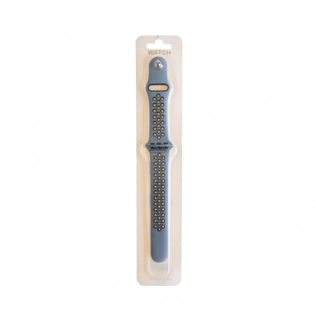 Accesorio el rey pulsera tipo nike apple watch 38 / 40 / 41 mm color celeste ceniza / negro